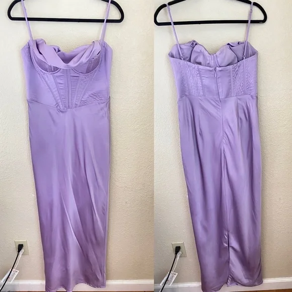 HOUSE OF CB Charmaine' Lavender purple Corset Maxi Dress NWOT size L - Picture 4 of 13